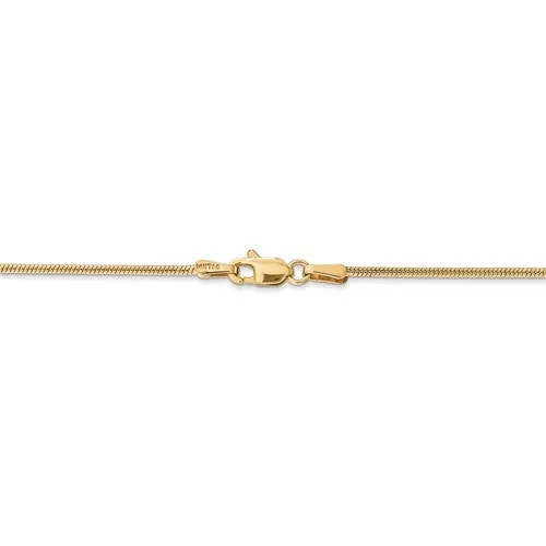 14K Solid Yellow Gold 1.40mm Classic Round Snake Bracelet Anklet Necklace Pendant Chain Lobster Clasp