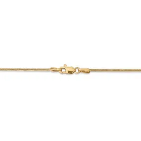 14K Solid Yellow Gold 1.40mm Classic Round Snake Bracelet Anklet Necklace Pendant Chain Lobster Clasp