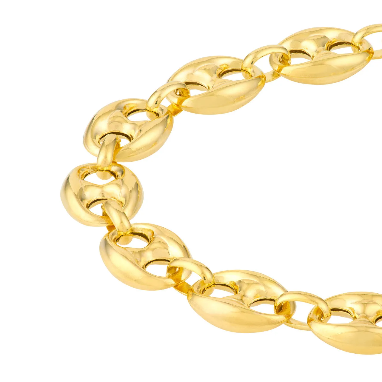 14K Yellow Gold 10mm Puff Mariner Bracelet Anklet Choker Pendant Necklace Chain