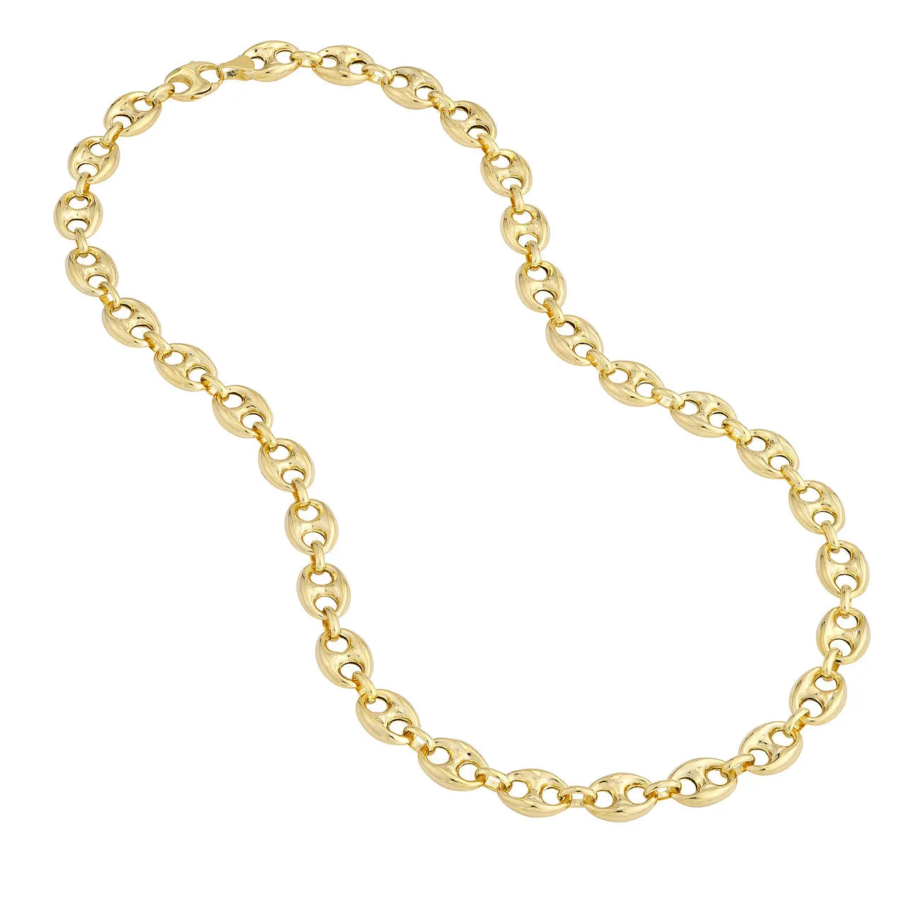 14K Yellow Gold 10mm Puff Mariner Bracelet Anklet Choker Pendant Necklace Chain