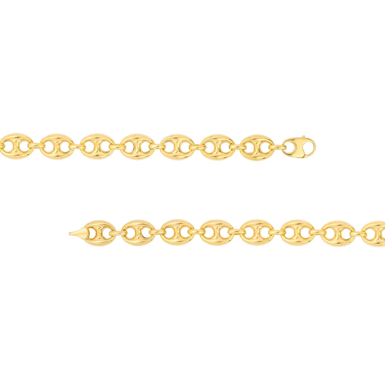 14K Yellow Gold 10mm Puff Mariner Bracelet Anklet Choker Pendant Necklace Chain