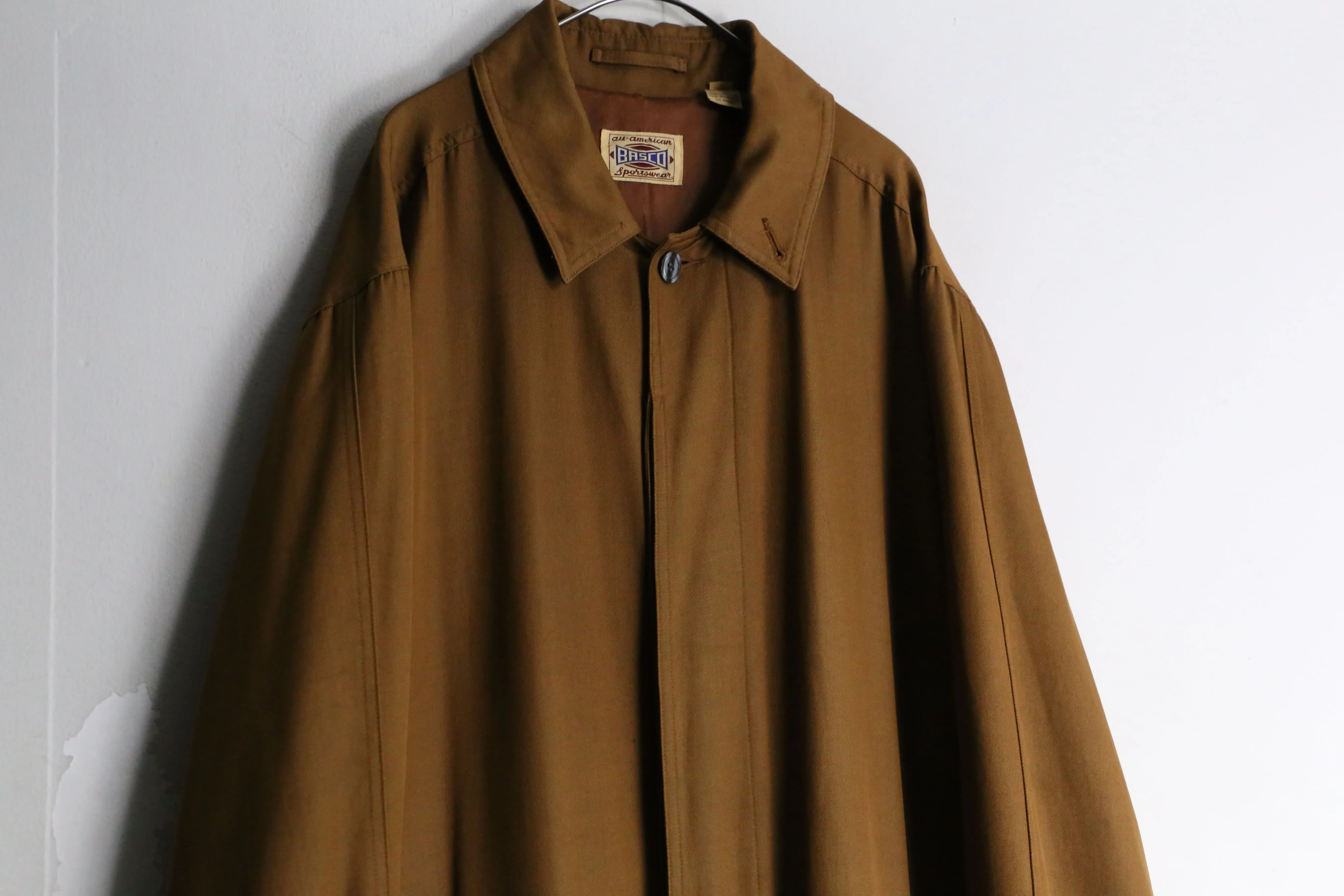 1980-90s rayon cotton gabardine balmacaan coat
