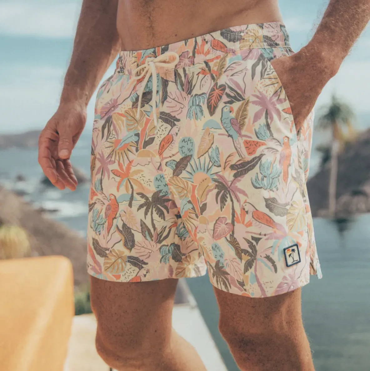 6" Stretch Swim Trunk - Bright Cabana