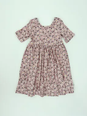 Addie Short-Sleeved Dress: Mauve Daisies