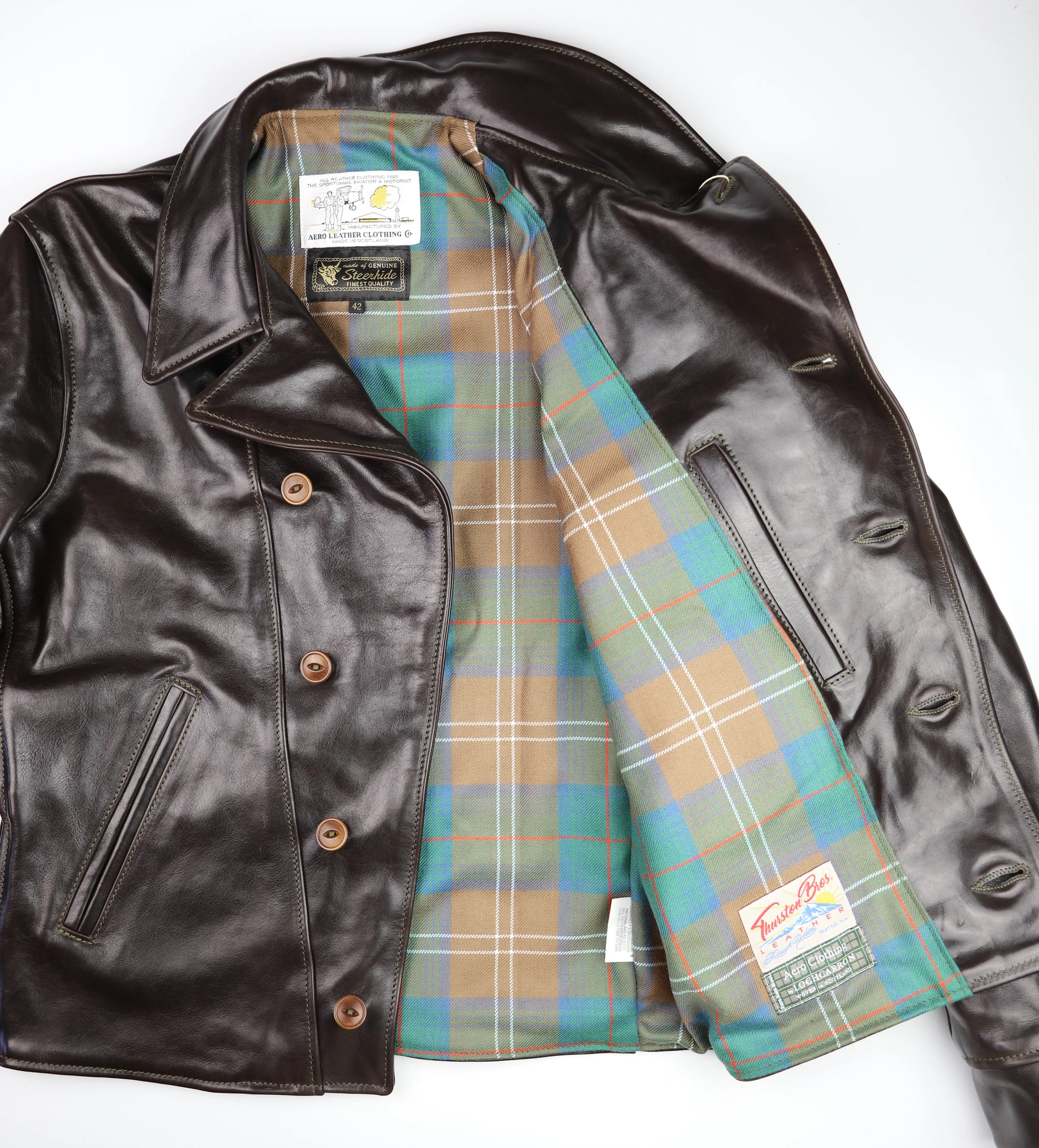 Aero Hooch Hauler, Button-up, size 42, Chestnut Badalassi Cowhide