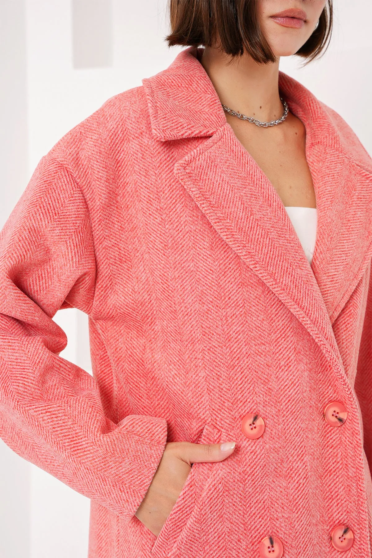 BGD Women Oversized Wide Cut Wool Long Coat - Orange - Avondale