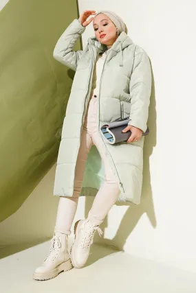 BGD Women T5120 Hooded Long Puffer Hijab Coat - Mint - Avondale