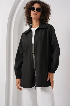 BGD Women Two-Tone Seasonal Trench Coat - Dark Black - Sarcelles