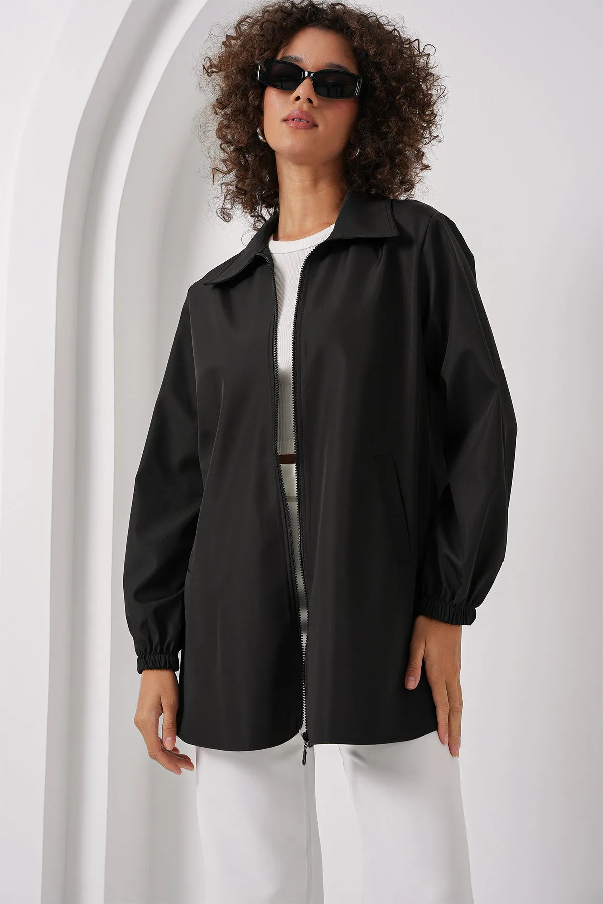 BGD Women Two-Tone Seasonal Trench Coat - Dark Black - Sarcelles