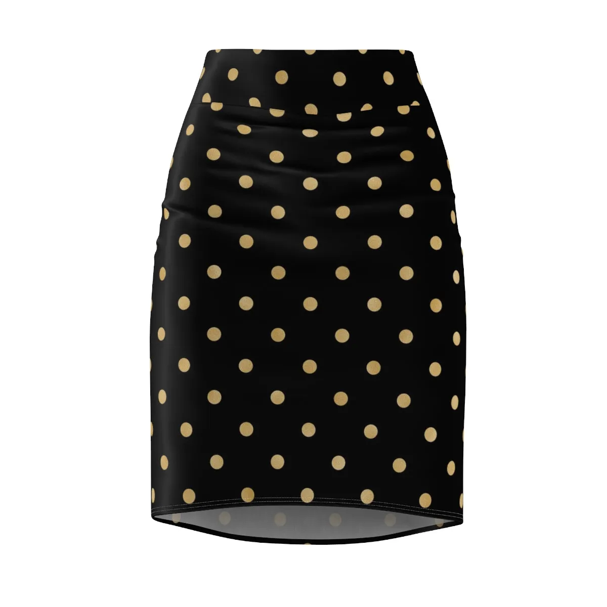 Black and Gold Polka Dot Women's Pencil Skirt