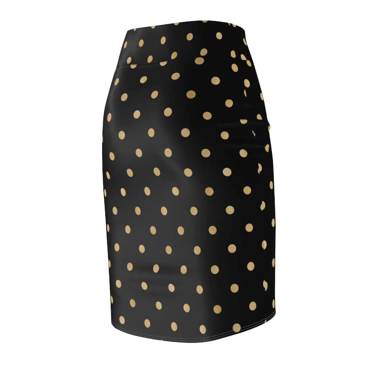 Black and Gold Polka Dot Women's Pencil Skirt