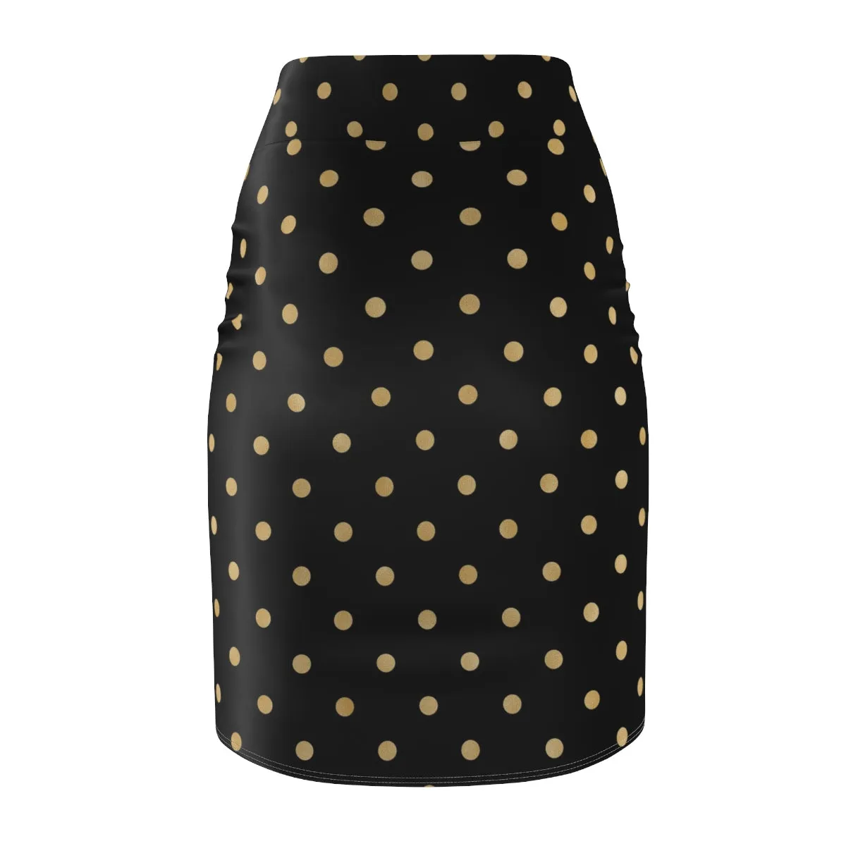 Black and Gold Polka Dot Women's Pencil Skirt