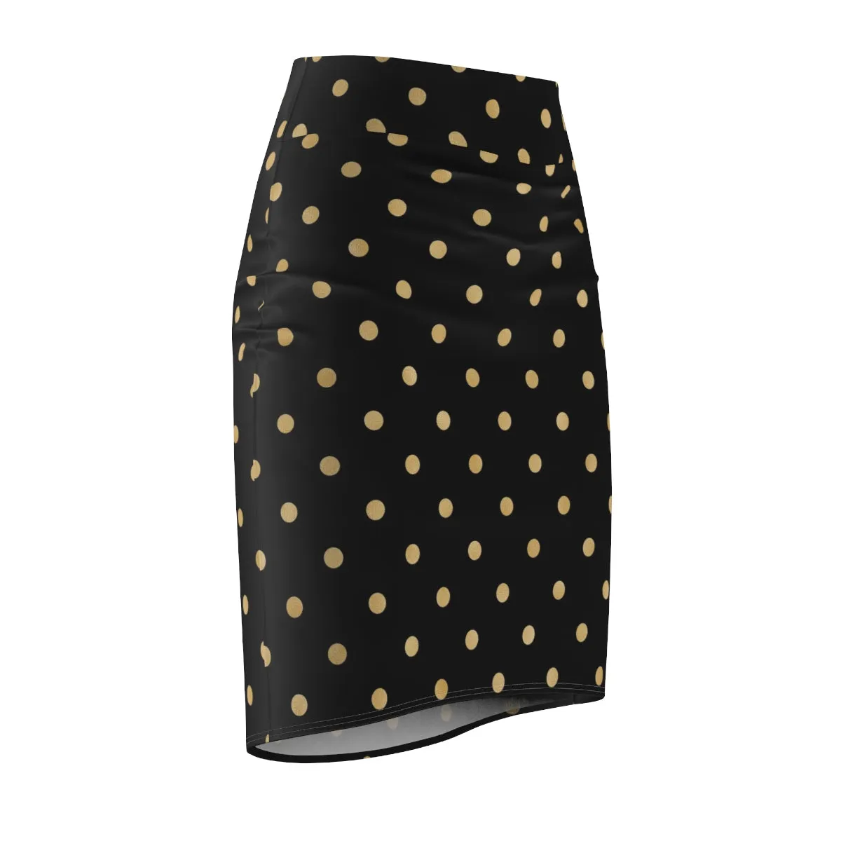 Black and Gold Polka Dot Women's Pencil Skirt