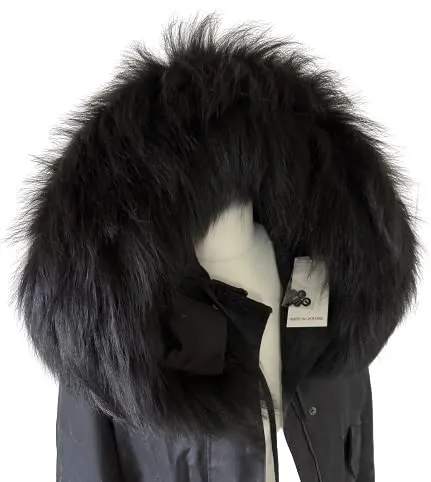 Black Big Large Collar Fur fox for winter coat parka hood for men and women