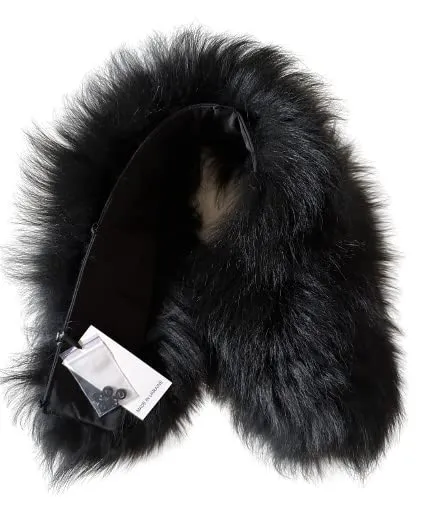 Black Big Large Collar Fur fox for winter coat parka hood for men and women