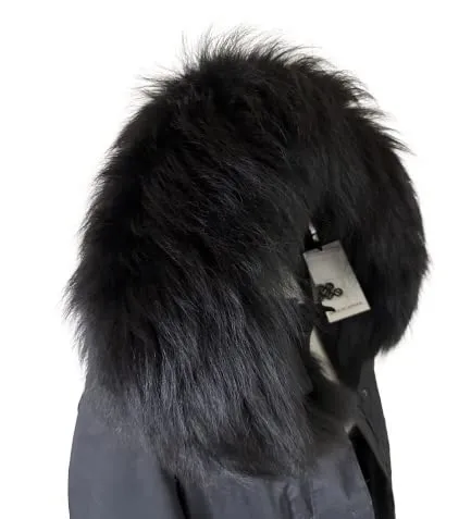 Black Big Large Collar Fur fox for winter coat parka hood for men and women