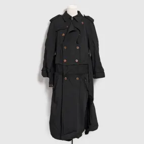 BLACK Comme des Garçons Double Breasted Trench Coat (Black)
