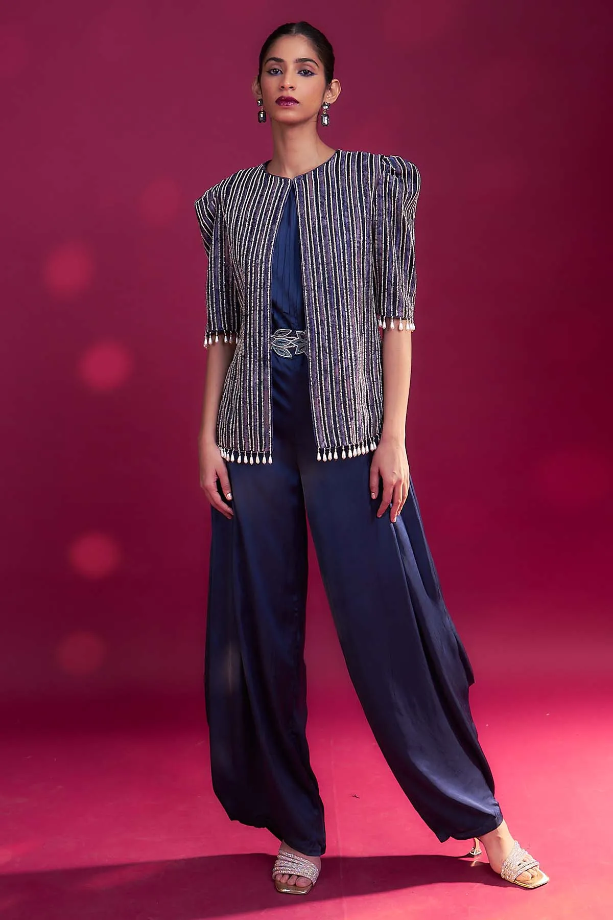 Blue Cowl Jumpsuit & Jacket
