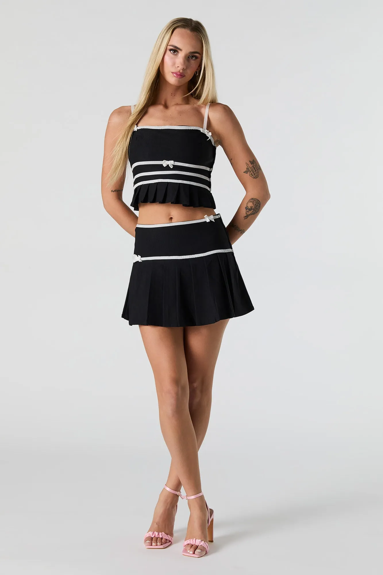 Bow Pleated Crop Top