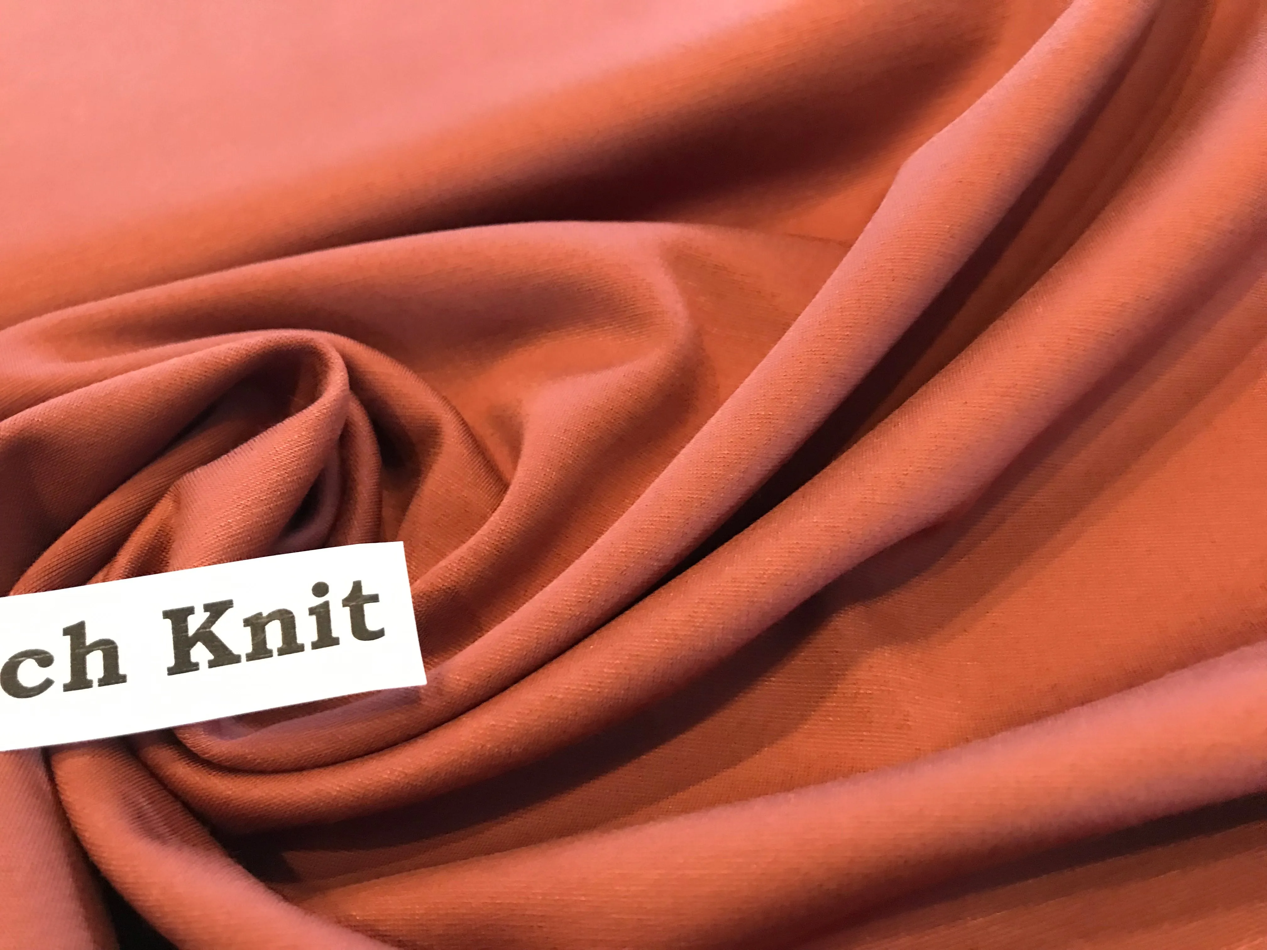 Burnt Orange 27% Nylon 68% Viscose 5% Spandex Ponte Knit     1/4 Meter Price