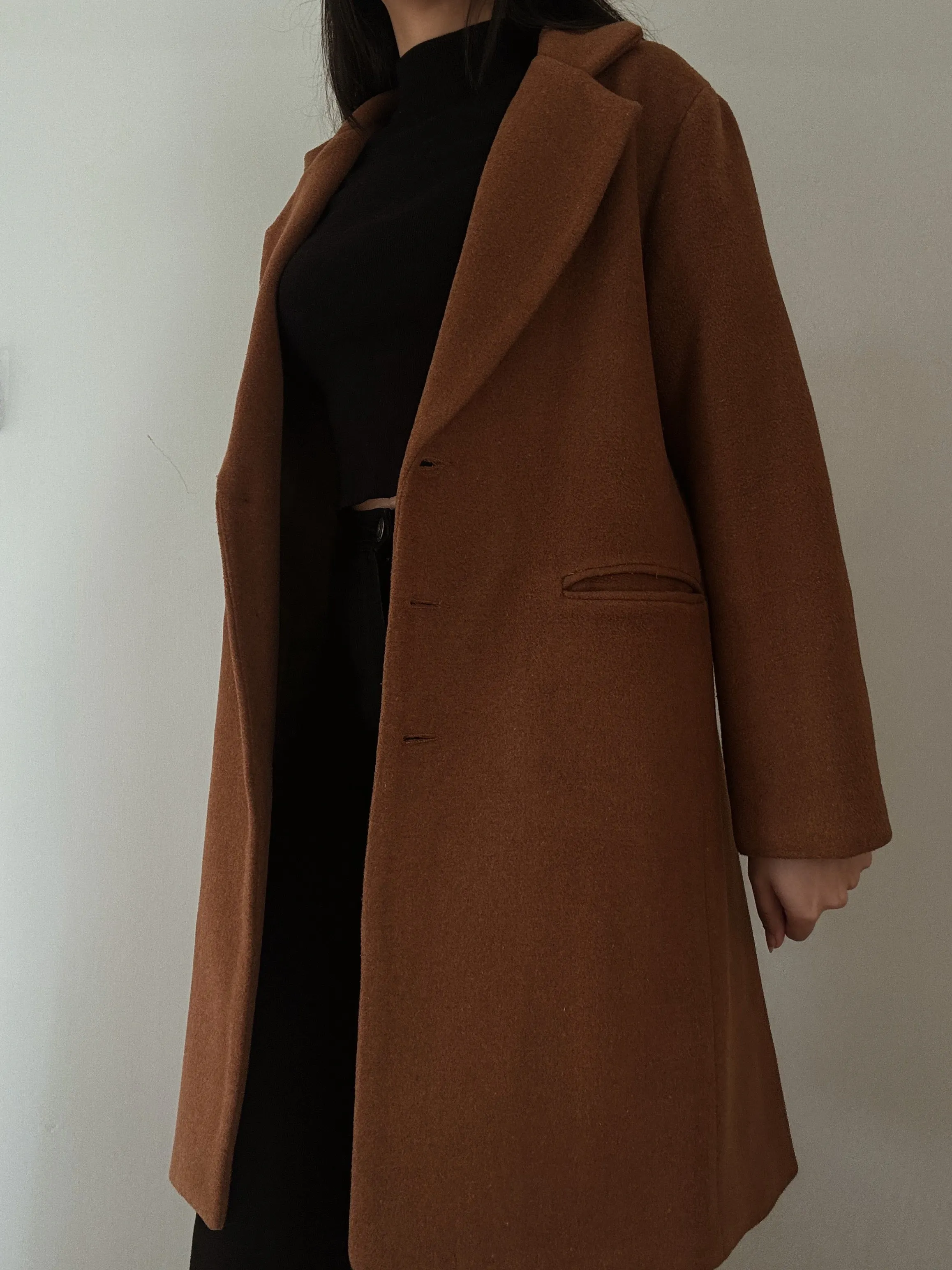 Camel Midi Coat (55% Wool)