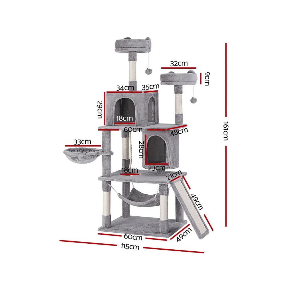 Cat Tree Tower Scratching Post Scratcher 161cm Condo House Trees - Grey