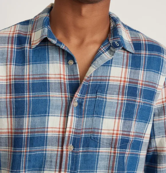Classic Fit LS Selvage Shirt - White/Blue/Red Plaid