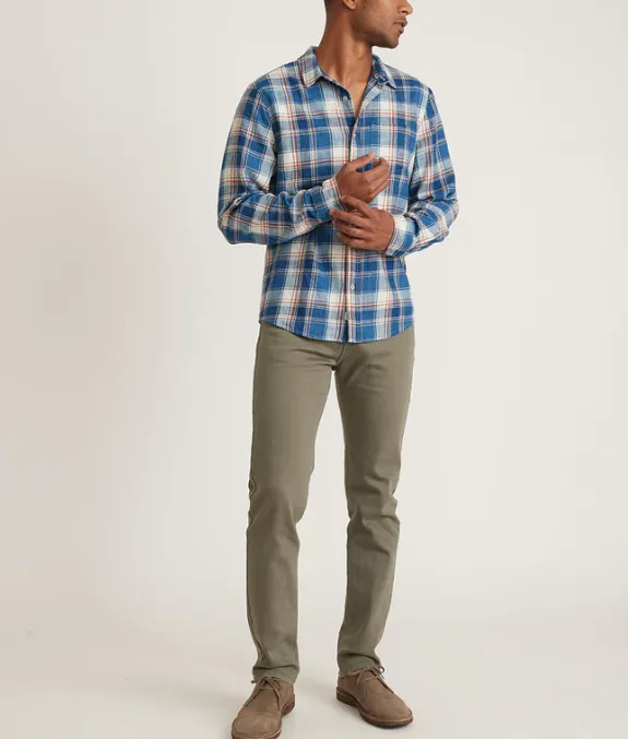 Classic Fit LS Selvage Shirt - White/Blue/Red Plaid