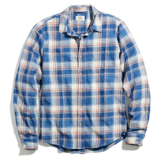Classic Fit LS Selvage Shirt - White/Blue/Red Plaid