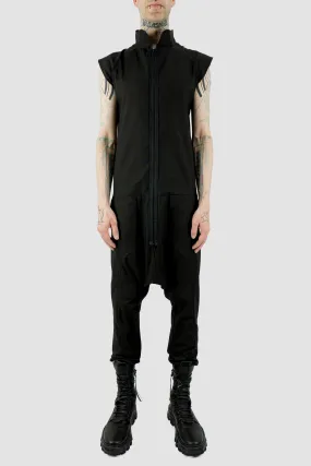 Cotton Blend Sleeveless Jumpsuit with Zipper