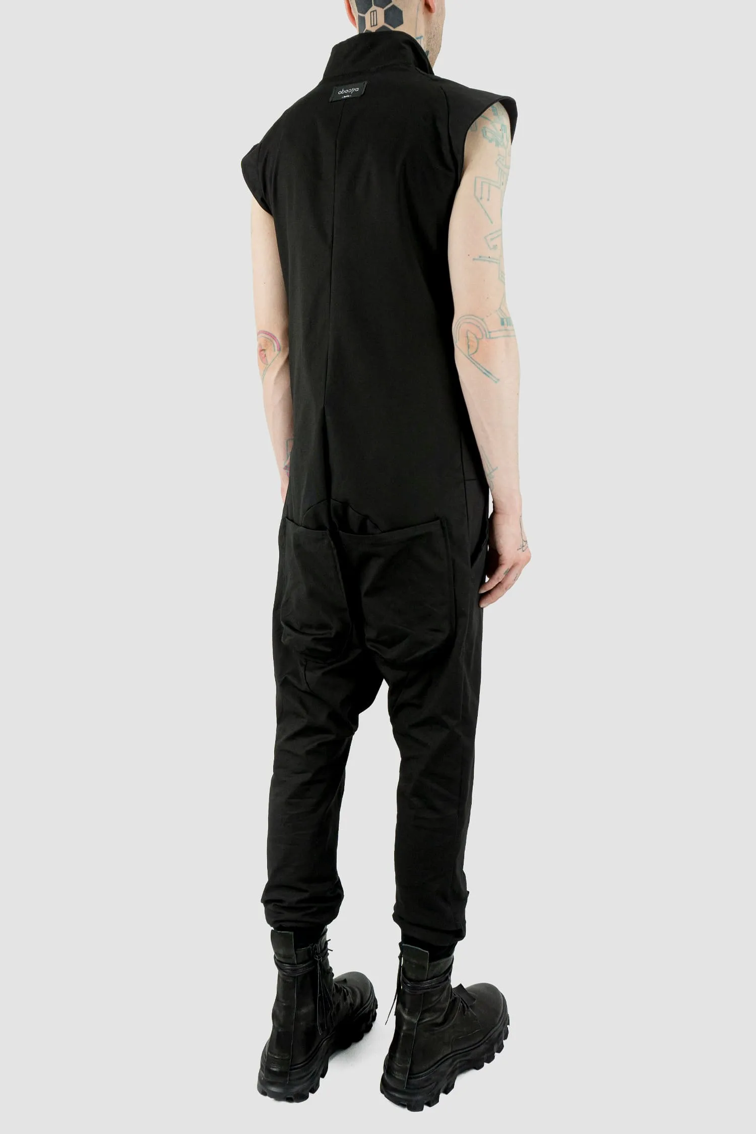 Cotton Blend Sleeveless Jumpsuit with Zipper