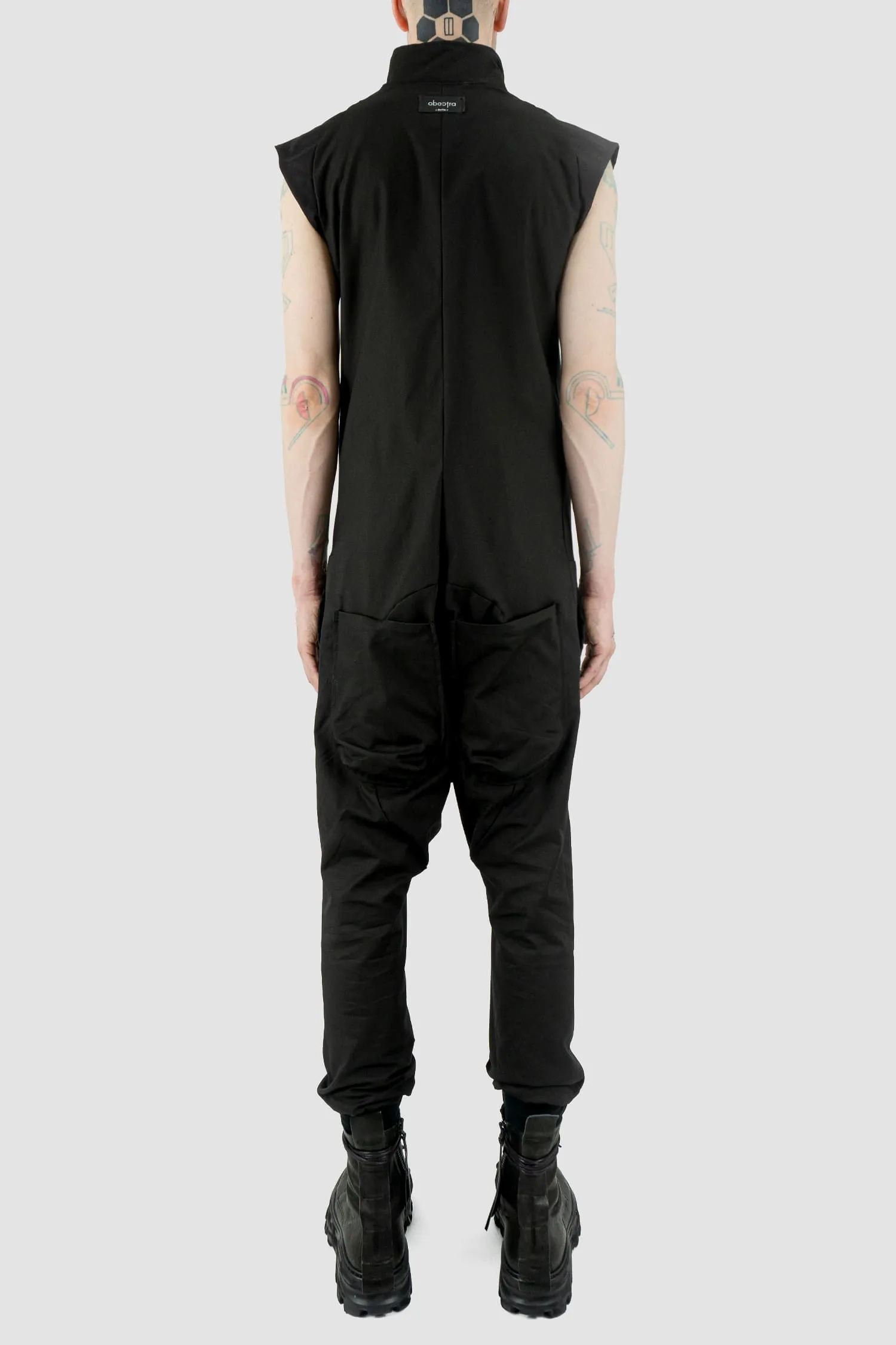 Cotton Blend Sleeveless Jumpsuit with Zipper