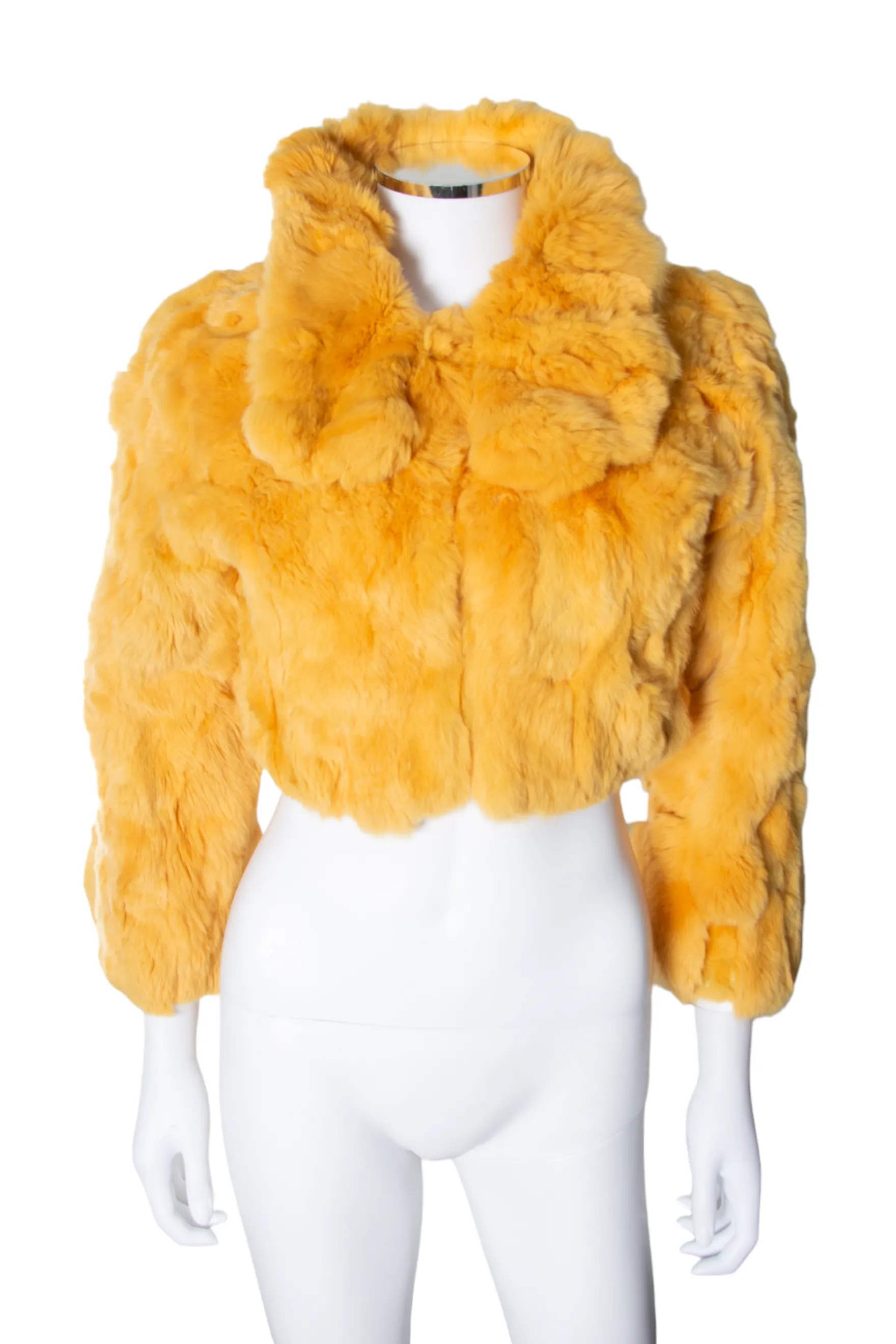 Cropped Yellow Fur Coat