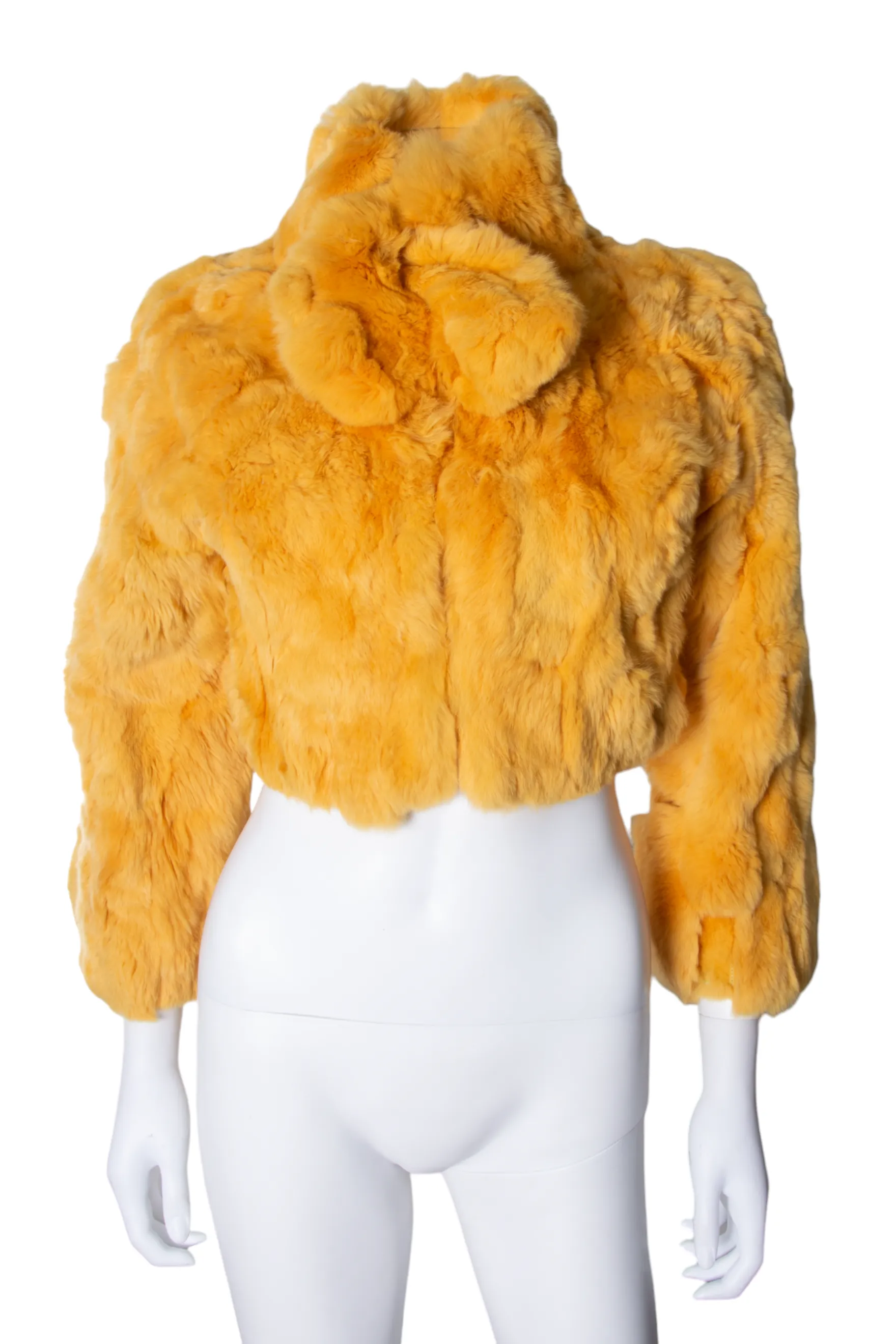 Cropped Yellow Fur Coat