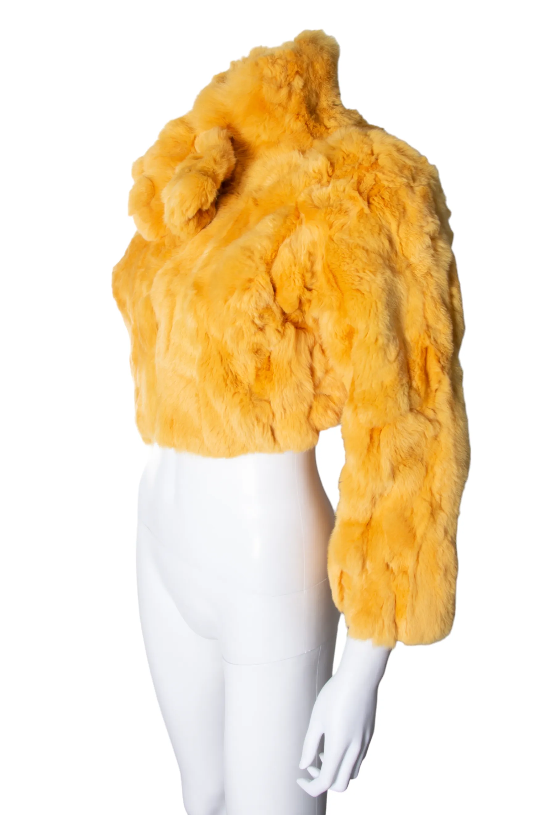 Cropped Yellow Fur Coat