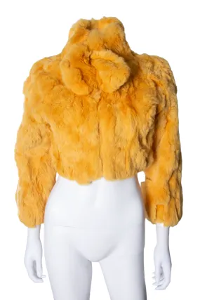 Cropped Yellow Fur Coat
