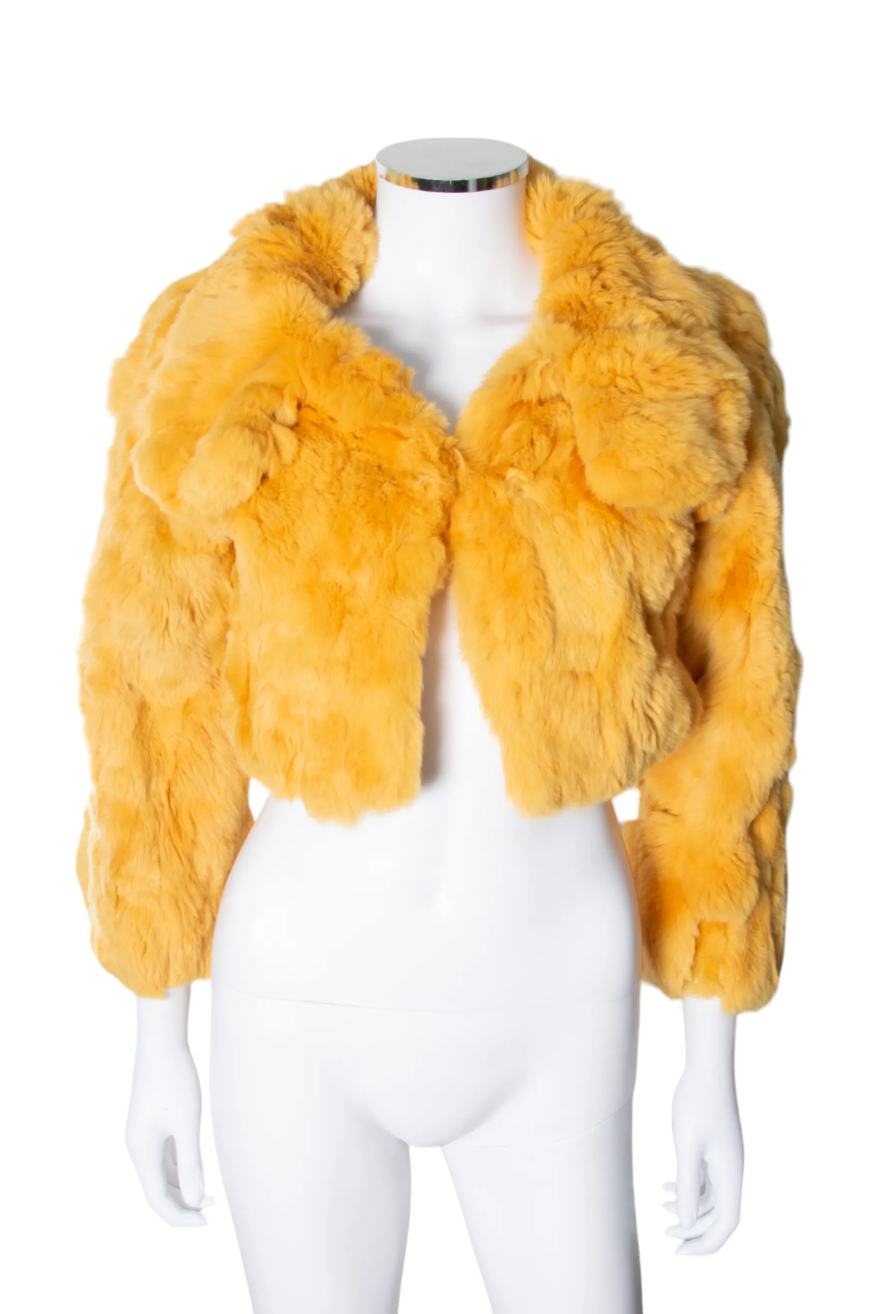 Cropped Yellow Fur Coat