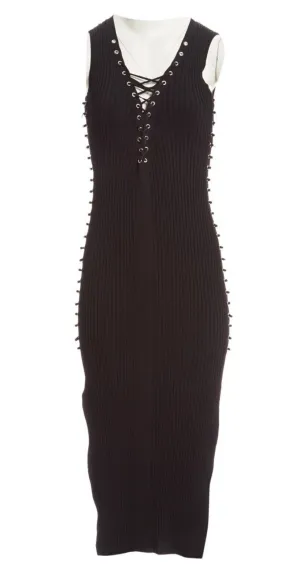 David Koma Knit Lace Up Metal Tube Sides Knit Dress Size S Small ladies