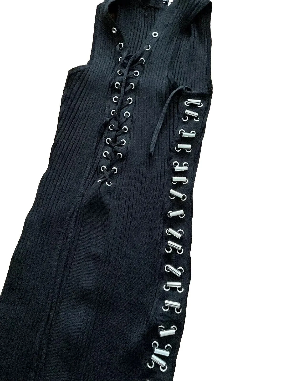 David Koma Knit Lace Up Metal Tube Sides Knit Dress Size S Small ladies