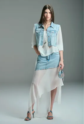 Denim Skirt Chiffon