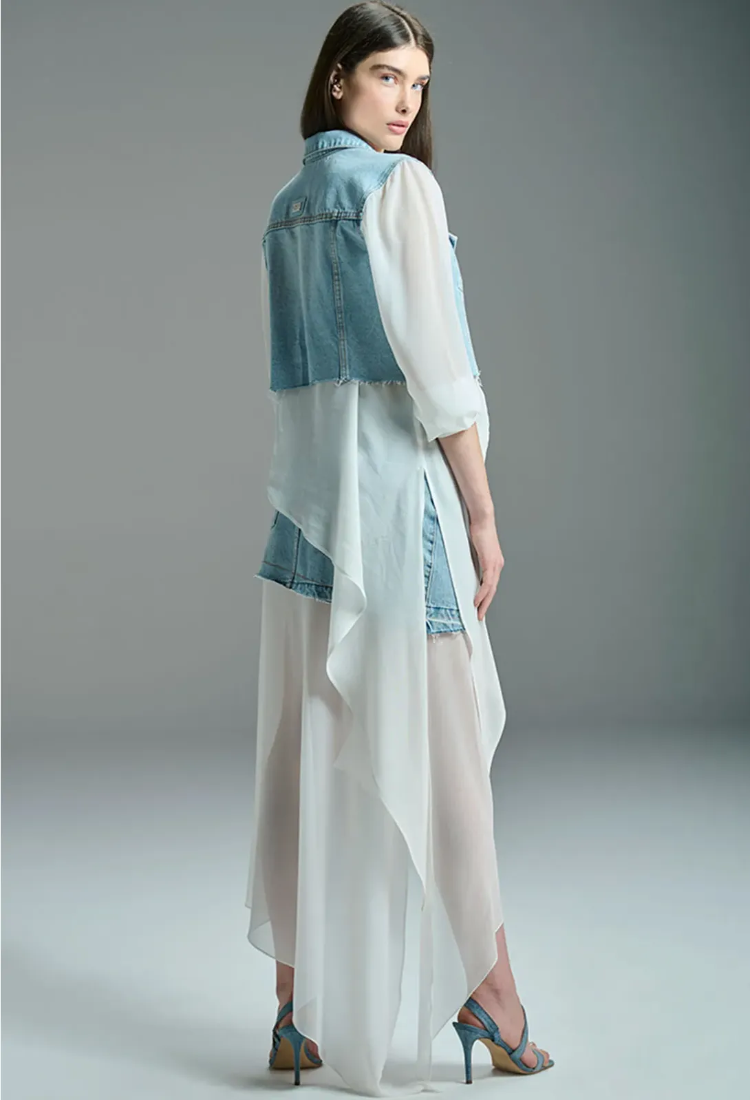 Denim Skirt Chiffon