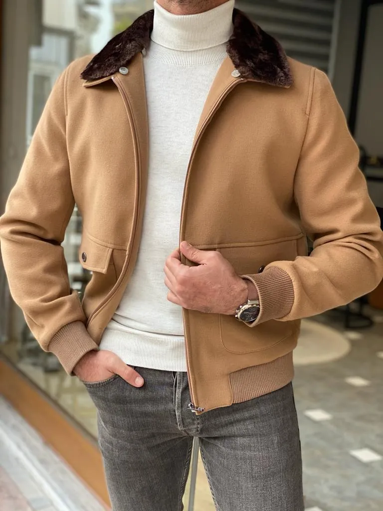 Detroit Beige Nubuck Fur Coat