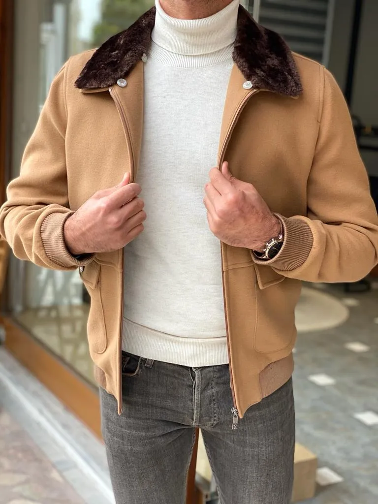 Detroit Beige Nubuck Fur Coat