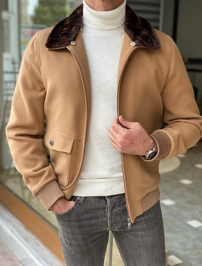 Detroit Beige Nubuck Fur Coat