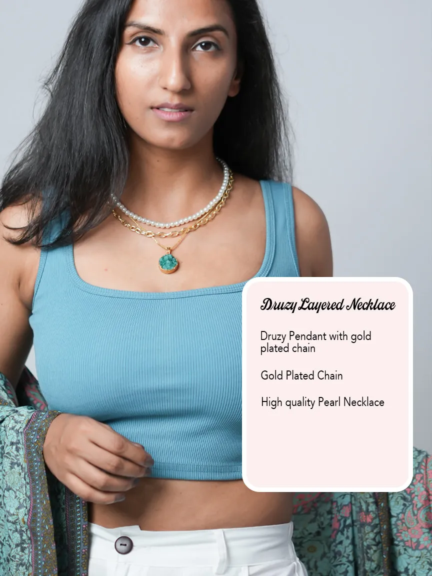 Druzy Layered Necklace Set