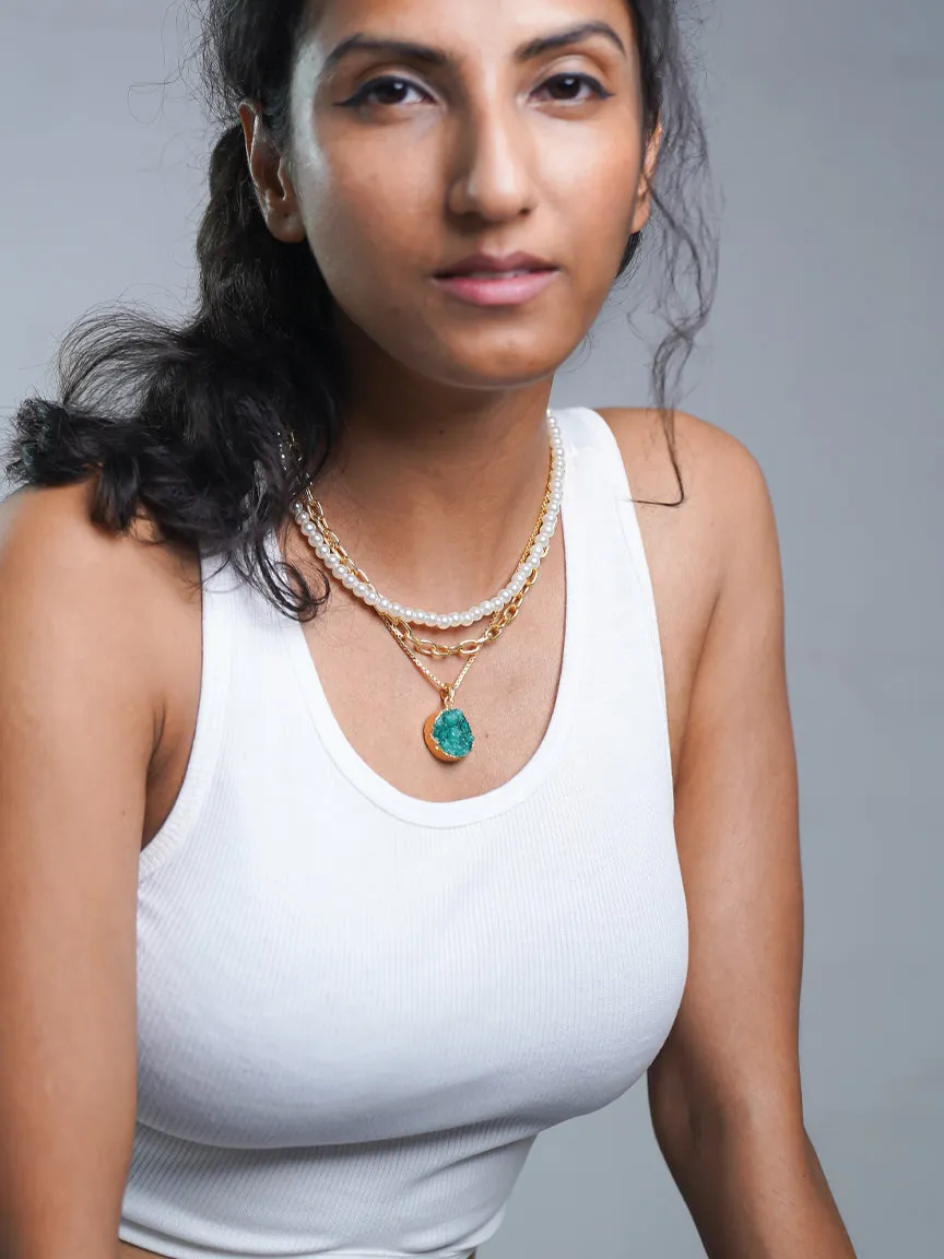 Druzy Layered Necklace Set