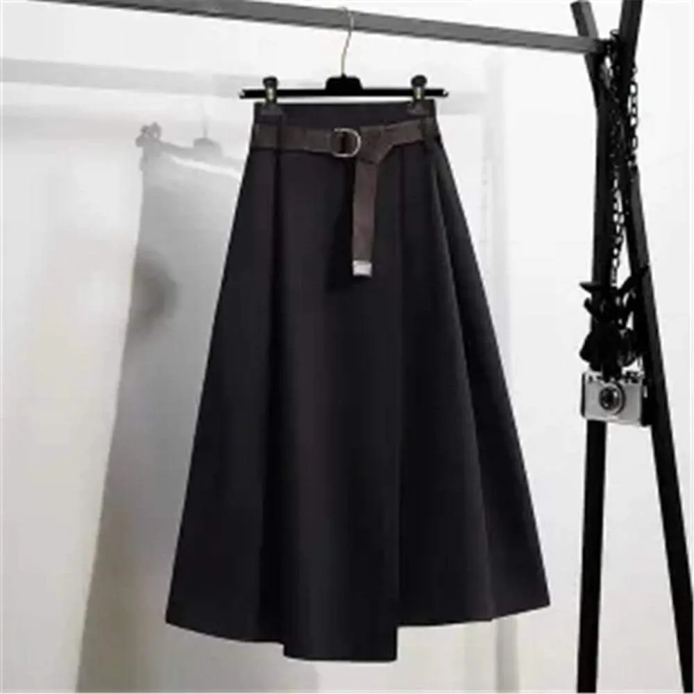 England Style Vintage Pleated  Wool Midi Skirts 