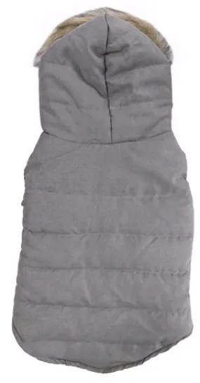 Fashion Pet Velvety Puffer Coat Gray Large