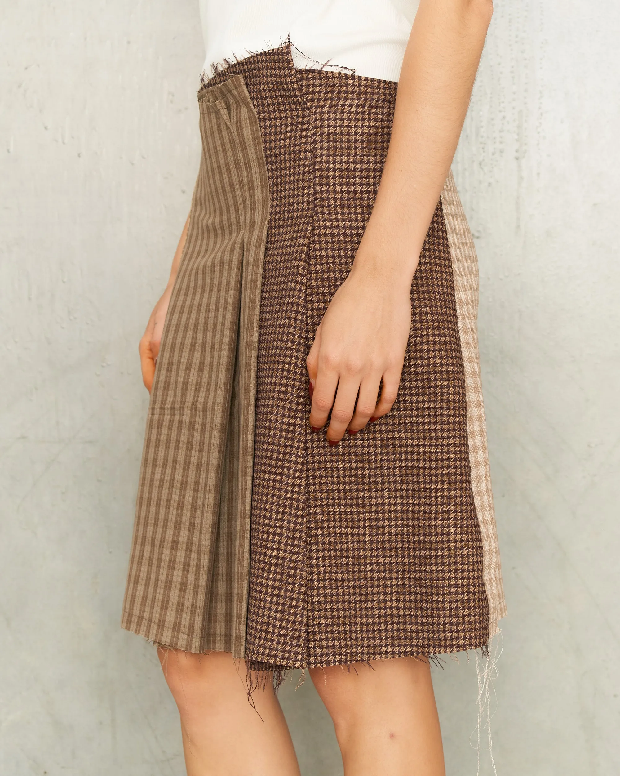 Gingham Pleated Mini Skirt