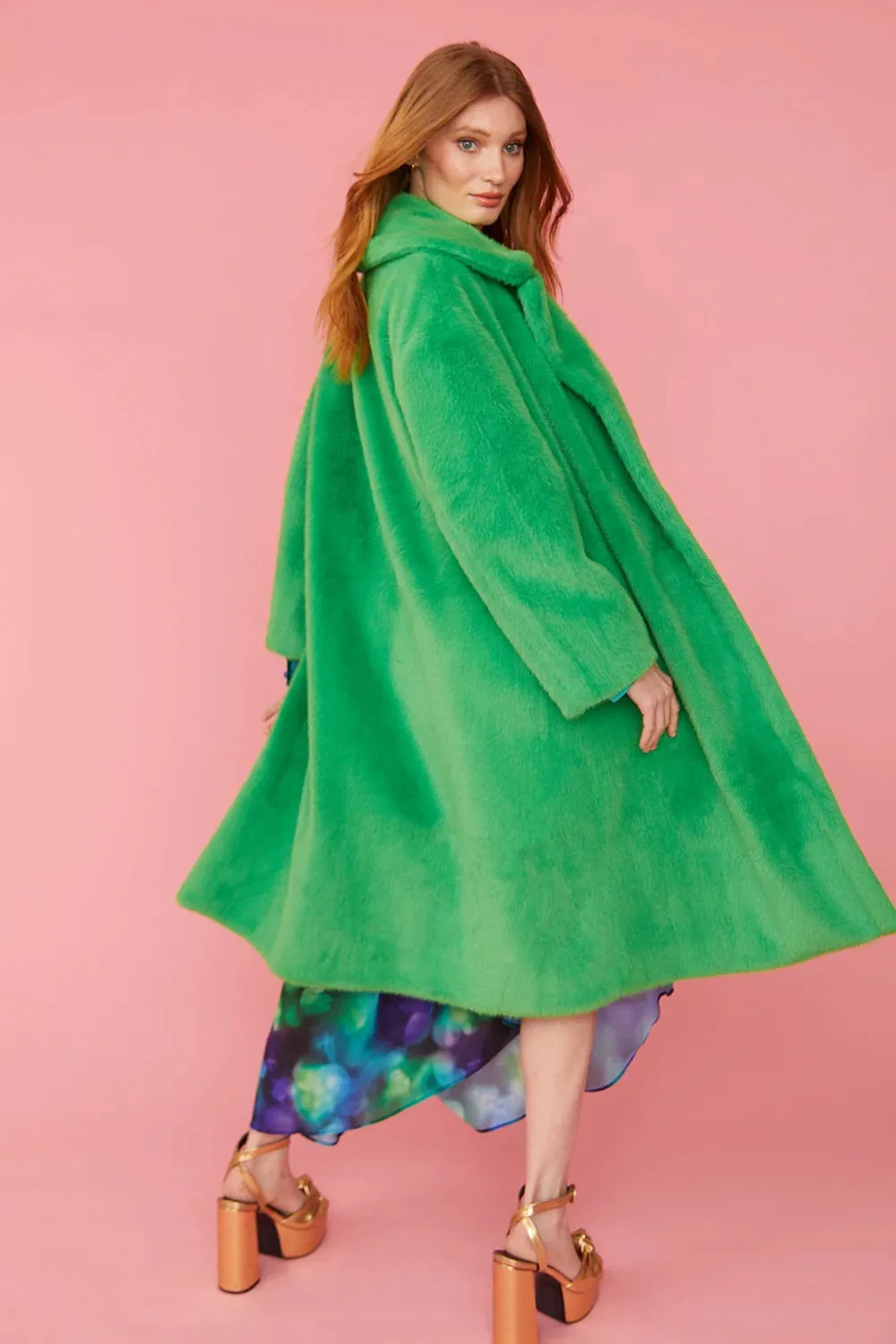 Green Faux Fur Duchess Coat